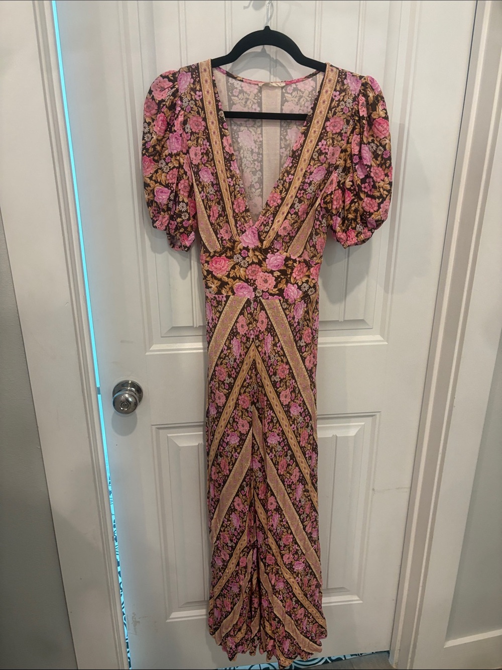 Spell Pink and Brown Floral Maxi Dress